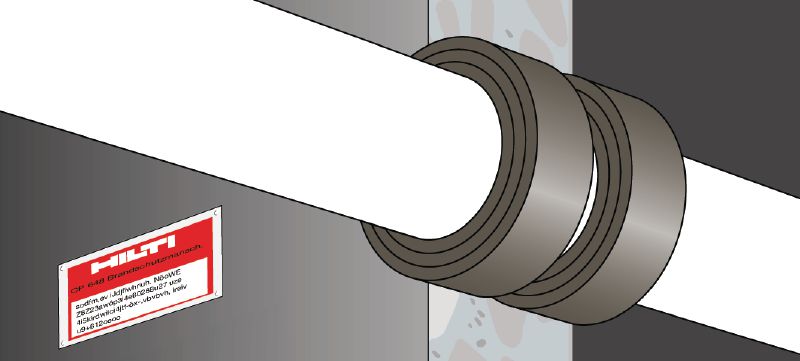 Listón para banda intumescente universal CP 648-E Listón para banda intumescente flexible para ayudar a crear una barrera contra fuego y humo en inserciones de tubos combustibles Aplicaciones 1